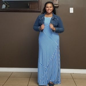 Blue, striped maxi dress